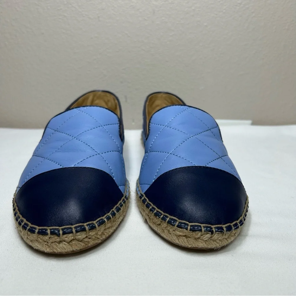 Talbots‎ IZZY Quilted Nappa Leather light Blue Navy Versatile Espadrilles 9M